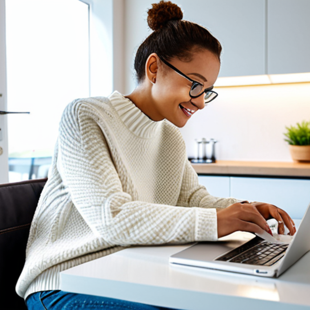 Financial Planning**
"A young woman sitting at a bright, modern kitchen table, reviewing financial documents and a laptop displaying charts. She's wearing a comfortable, stylish sweater and jeans, fully clothed, appropriate attire. The scene is well-lit and cheerful, with a focus on organization and future planning. Safe for work, family-friendly, professional, perfect anatomy, correct proportions, natural pose."
**
